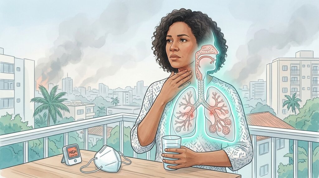 PM2,5 das queimadas viaja pelo ar e pode agravar doenças respiratórias e cardíacas.