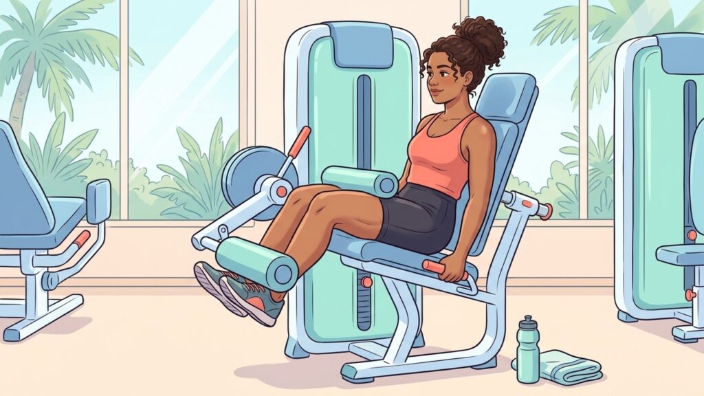 A cadeira flexora fortalece os isquiotibiais e contribui para o equilíbrio muscular das pernas.