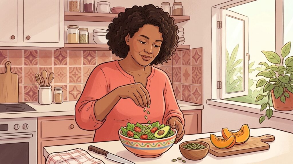 Sementes de abóbora fornecem magnésio, proteínas e gorduras insaturadas para complementar uma alimentação equilibrada.