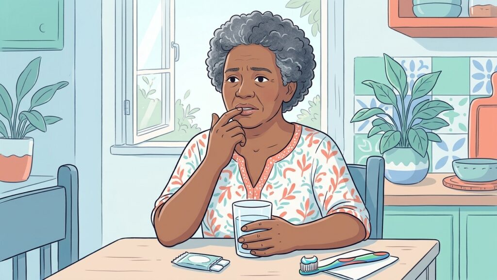 Boca seca persistente pode estar ligada a medicamentos, diabetes ou alterações nas glândulas salivares.