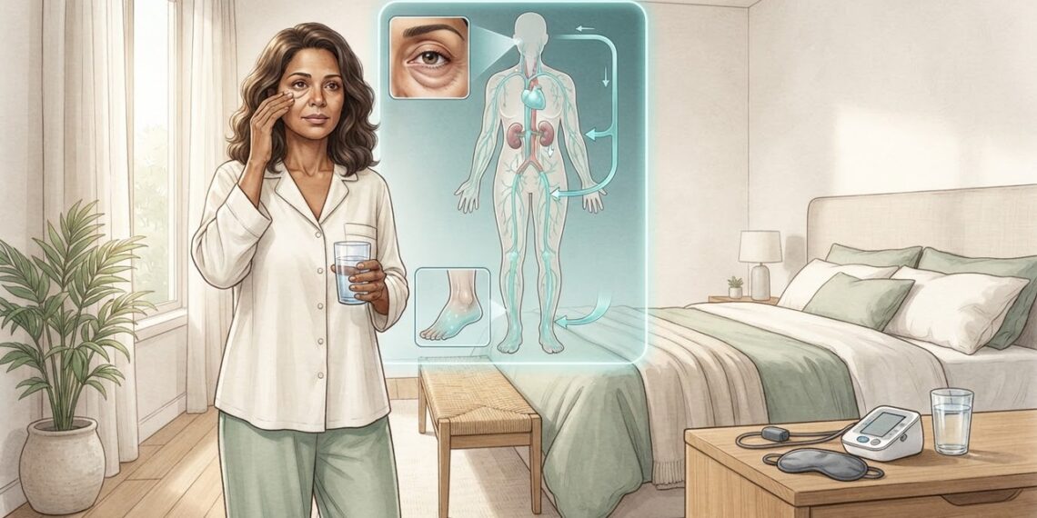Olhos inchados de manhã e pernas à noite podem ser o mesmo sinal mudando de lugar