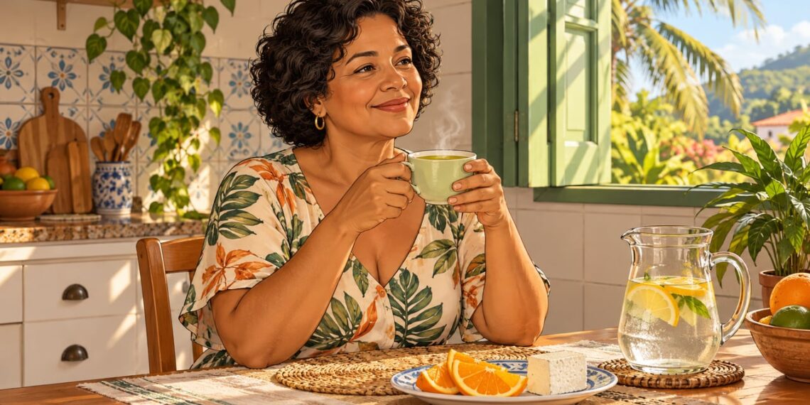 Uma xícara de chá verde sem açúcar na pausa da tarde ajuda a hidratar e cuidar dos rins.