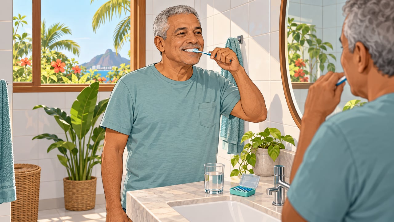 Escovar com cerdas macias e movimentos suaves preserva a gengiva e as fibras que ainda restam.