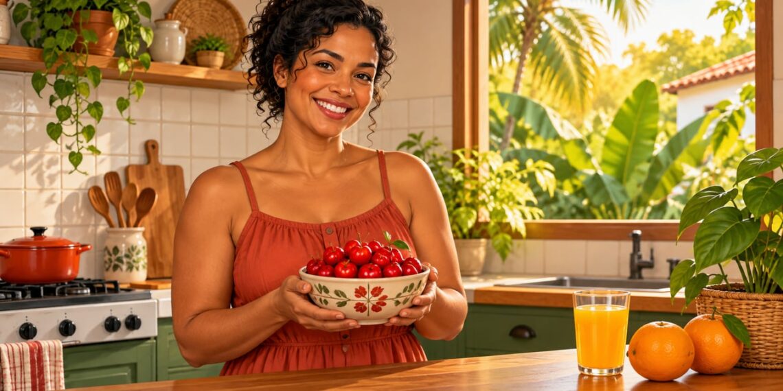 Acerola fresca concentra muito mais vitamina C do que a laranja, fruta mais lembrada contra gripes.