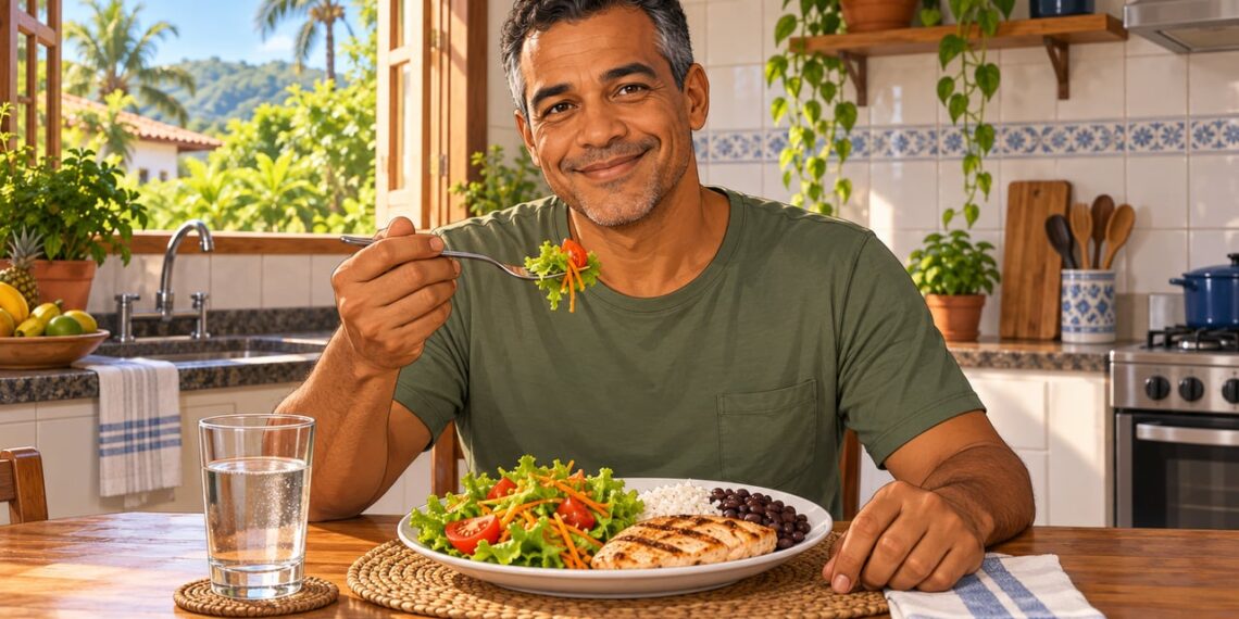 Começar a refeição pela salada e seguir com a proteína ajuda a controlar a glicose.