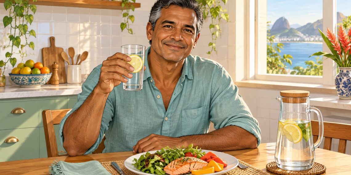 Beber mais água e montar um prato com vegetais e peixe ajuda a controlar o ácido úrico.