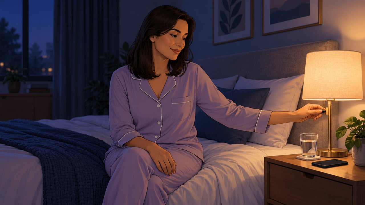 Rotina noturna com quarto escuro, sem telas e horário regular ajuda a recuperar o sono reparador.