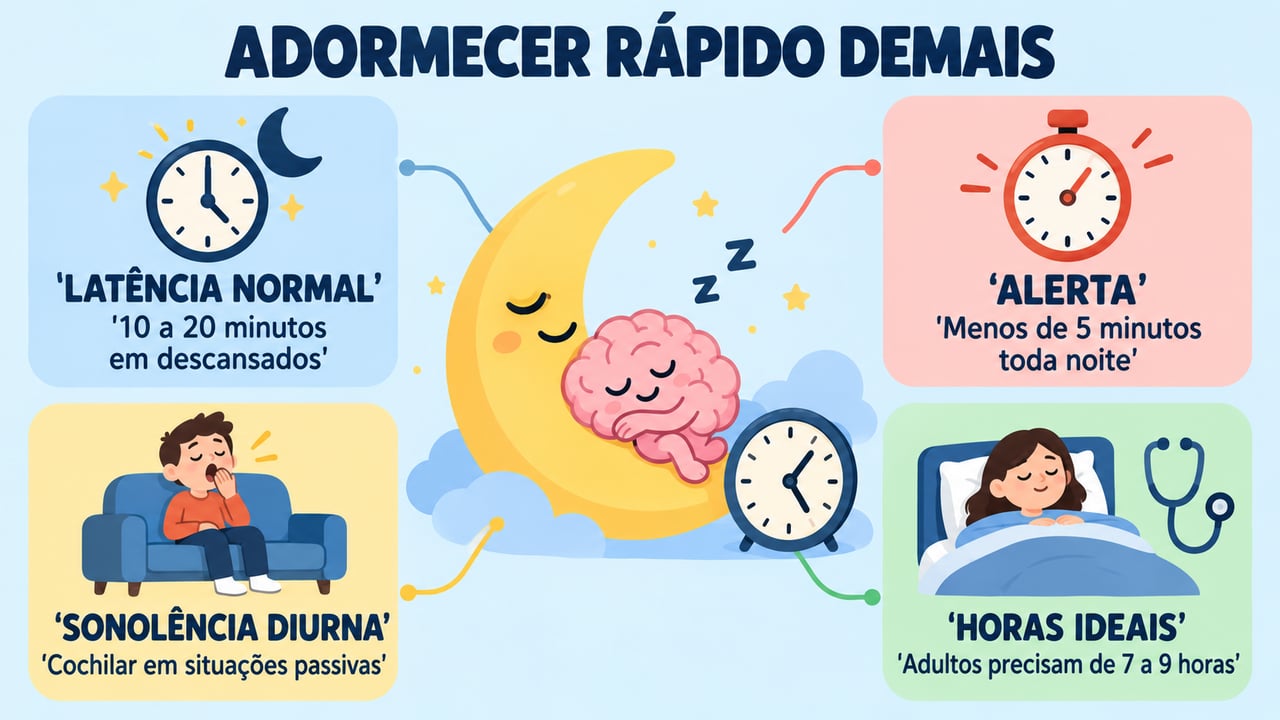 Latência normal, sinal de alerta, sonolência diurna e horas ideais de sono para adultos.