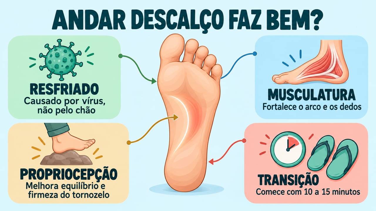 Resfriado, musculatura, propriocepção e transição gradual: o que saber antes de tirar o calçado.