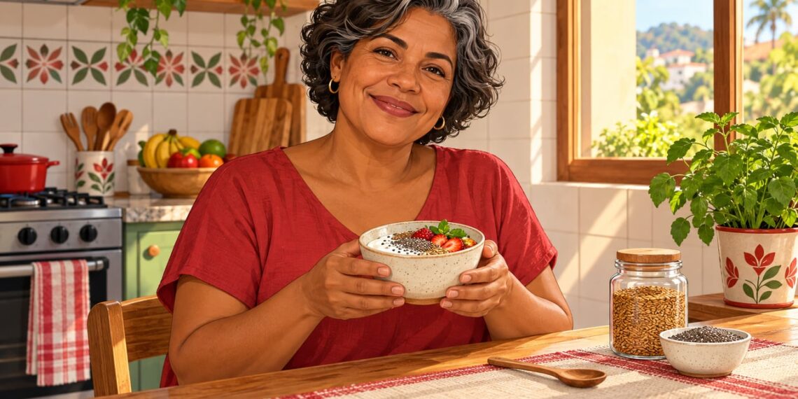 Chia e linhaça no café da manhã são formas simples de levar ômega-3 vegetal ao coração.