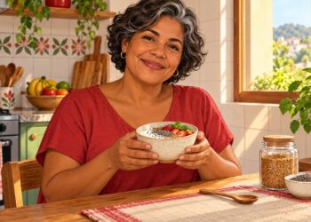 Chia e linhaça no café da manhã são formas simples de levar ômega-3 vegetal ao coração.