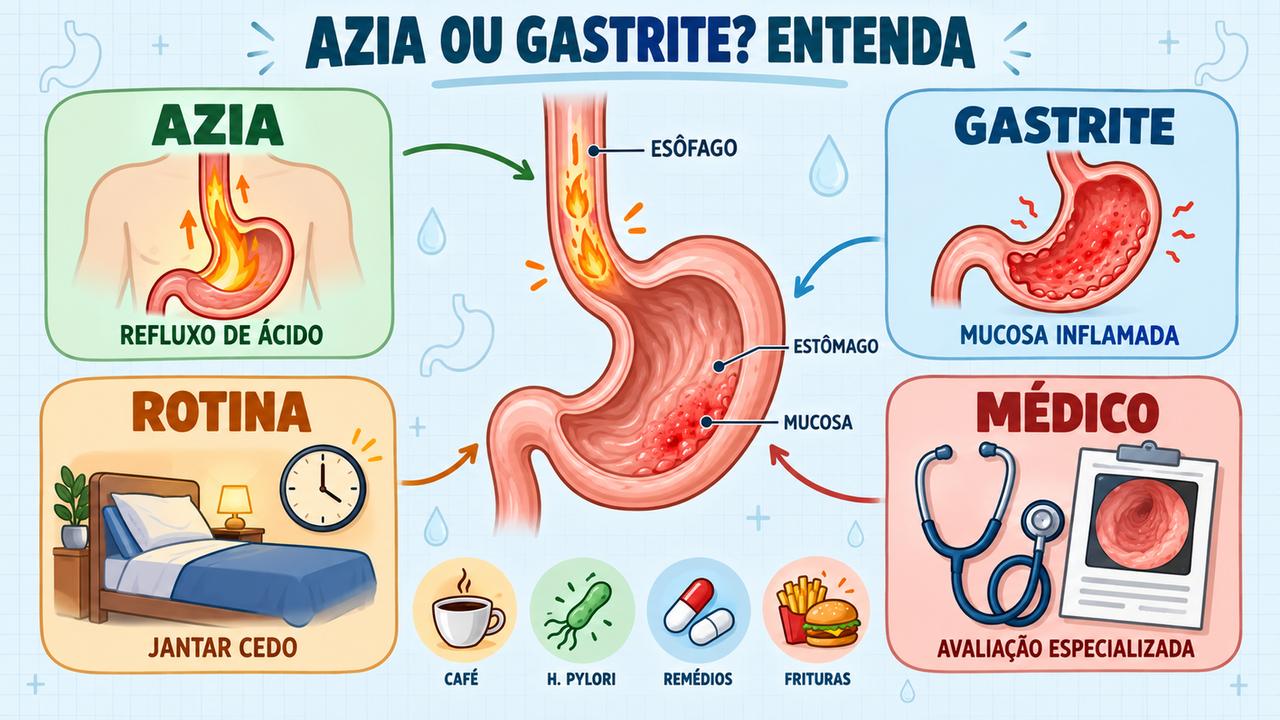 Azia, gastrite, ajustes na rotina e avaliação médica: os quatro pontos para entender a queimação no estômago.