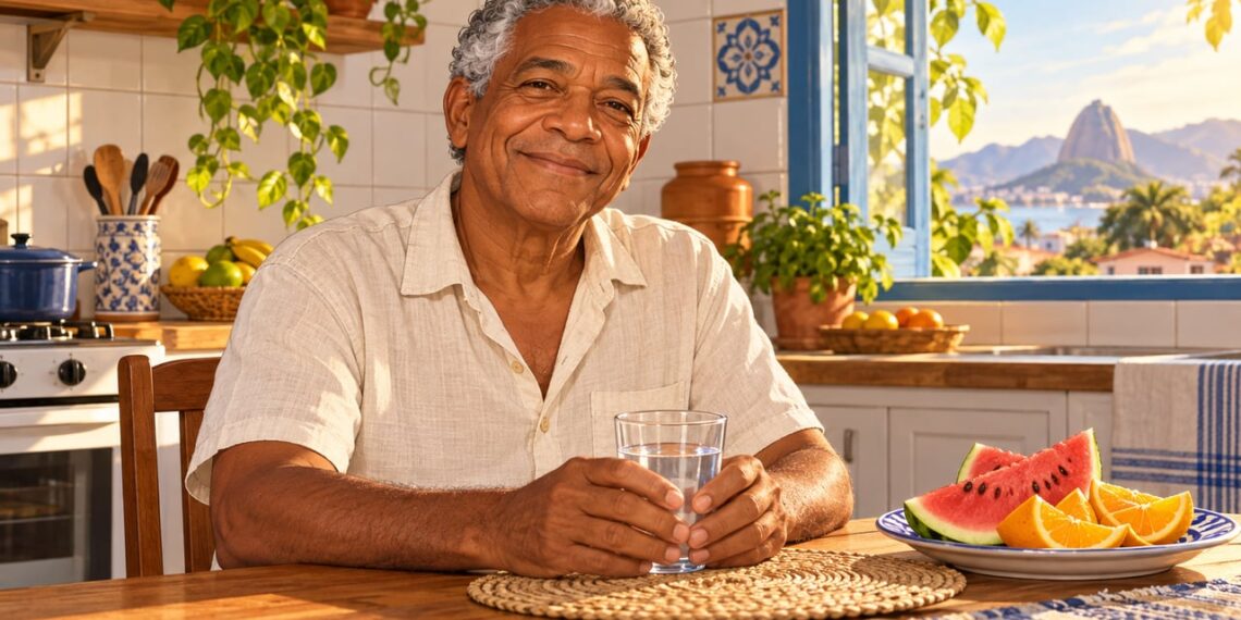Hidratação adequada varia de pessoa para pessoa e inclui a água presente nos alimentos do dia a dia.