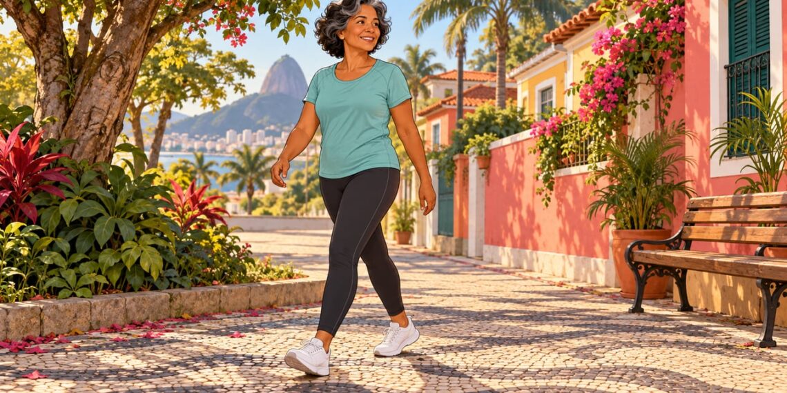 Caminhar em ritmo acelerado fortalece o coração, seja em 30 minutos seguidos ou em blocos menores.
