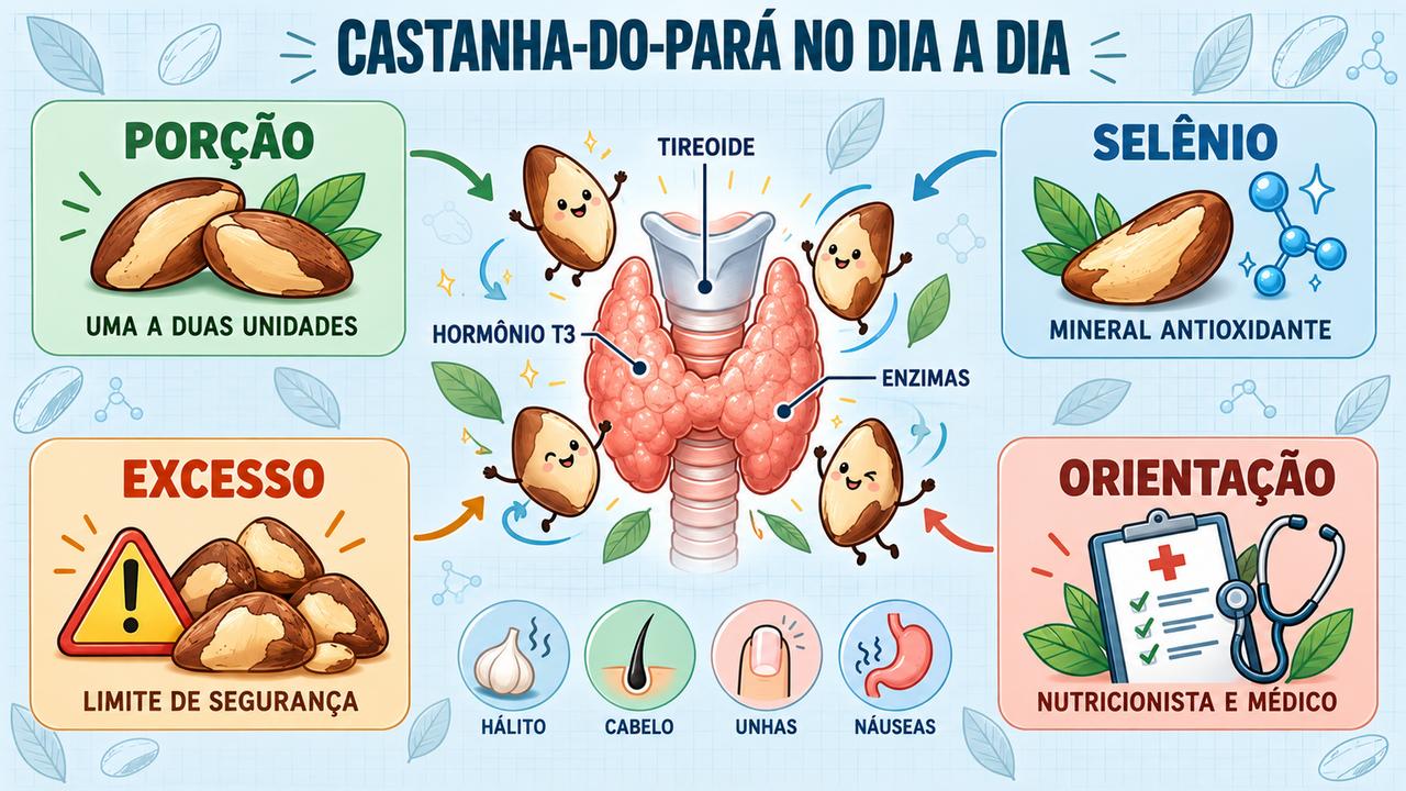 Porção, selênio, risco de excesso e orientação profissional resumem o consumo seguro da castanha-do-pará.