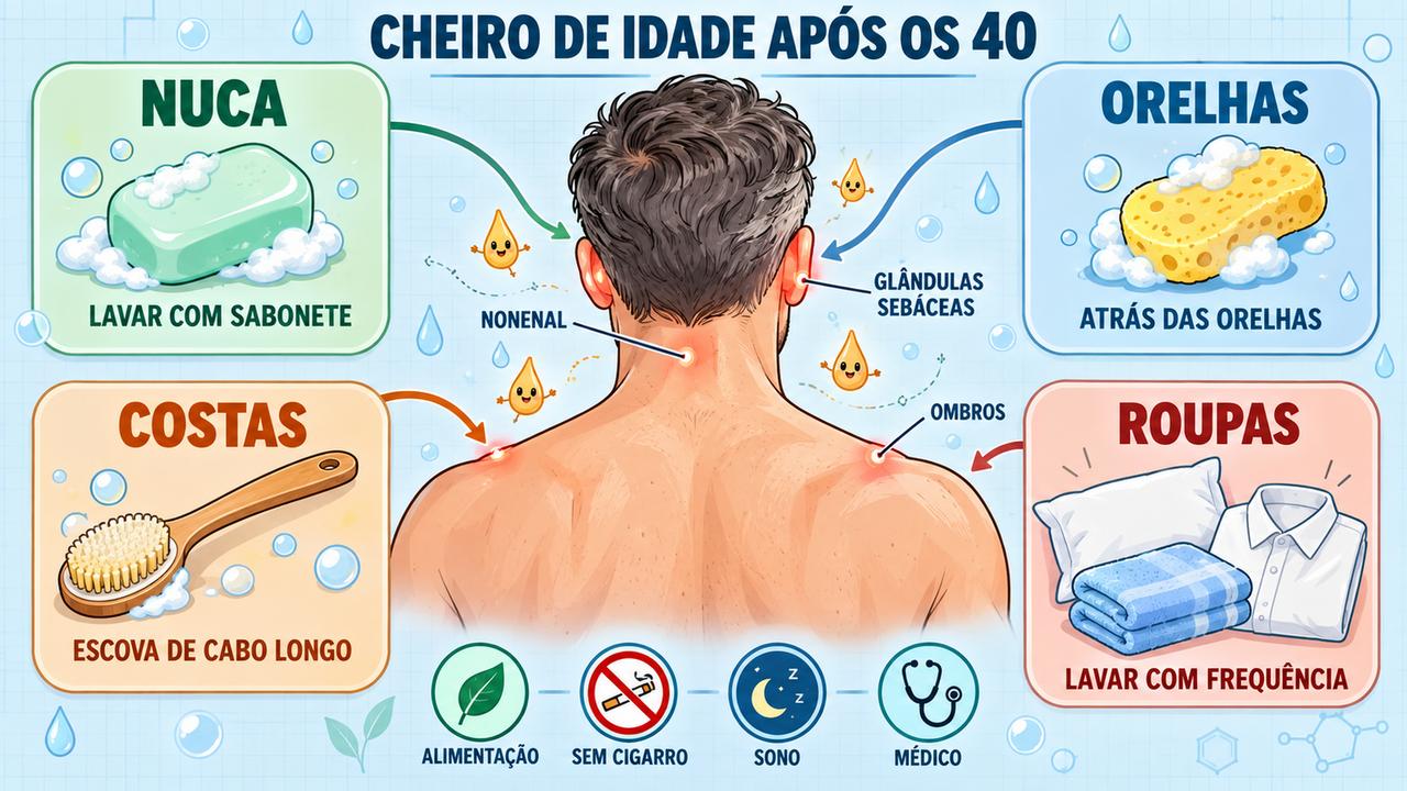 Nuca, orelhas, costas e roupas de cama são os quatro pontos-chave contra o nonenal.