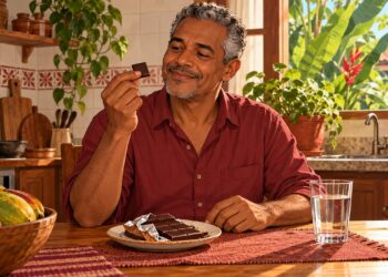 Dois a quatro quadradinhos de chocolate amargo cabem na dieta de quem tem colesterol alto.