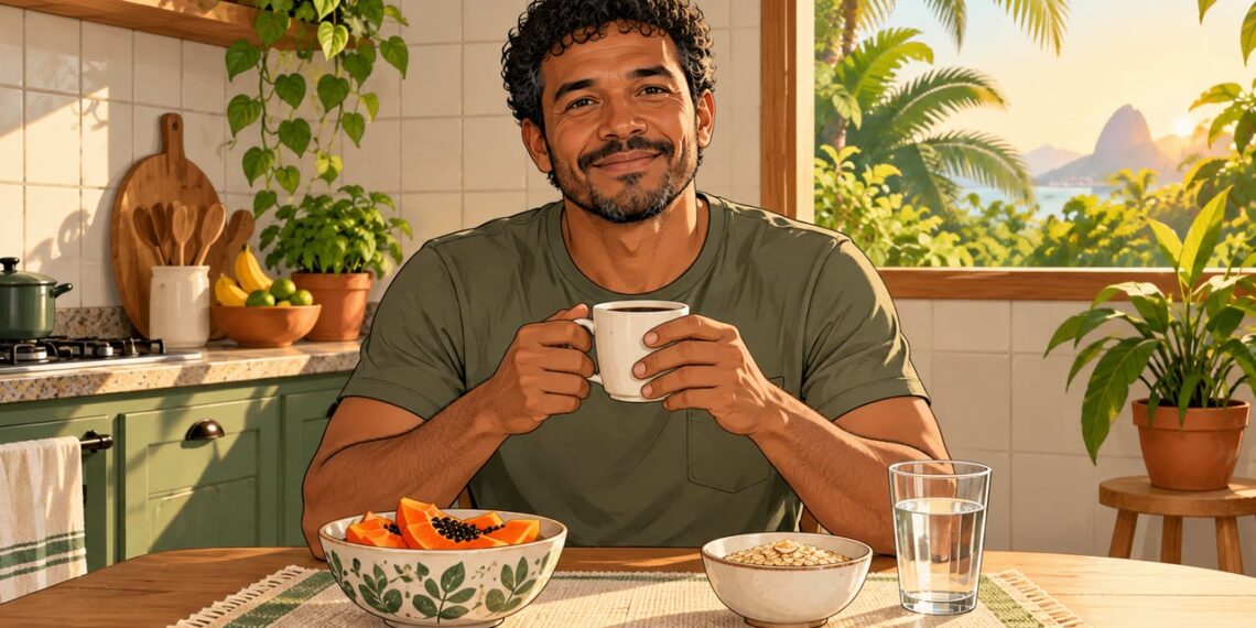Café da manhã com fibras e água ajuda a manter o ritmo do intestino regular.