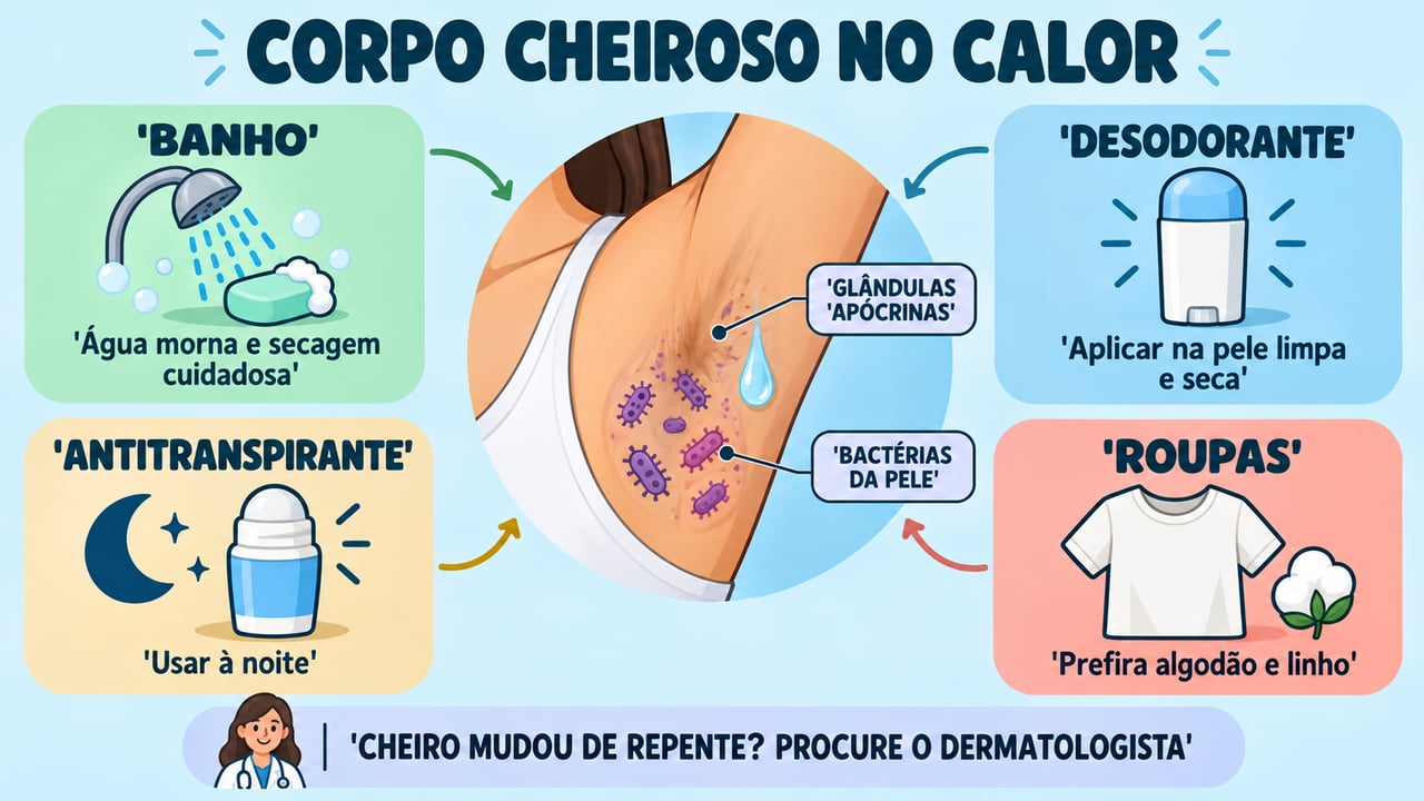 Banho, desodorante, antitranspirante e roupas de algodão formam a rotina contra o odor corporal no verão.