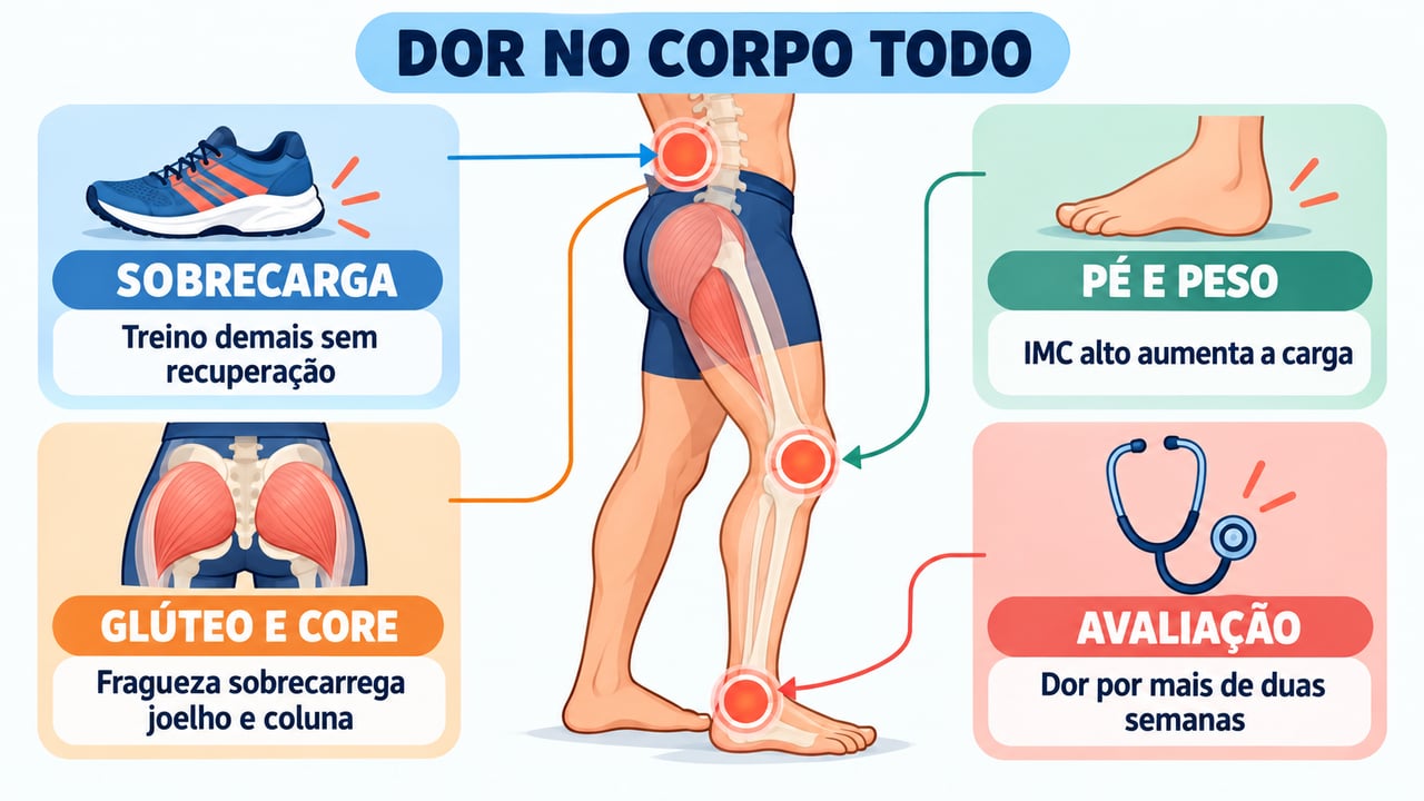 Sobrecarga, pé e peso, glúteo e core e avaliação médica resumem a origem dessas dores.
