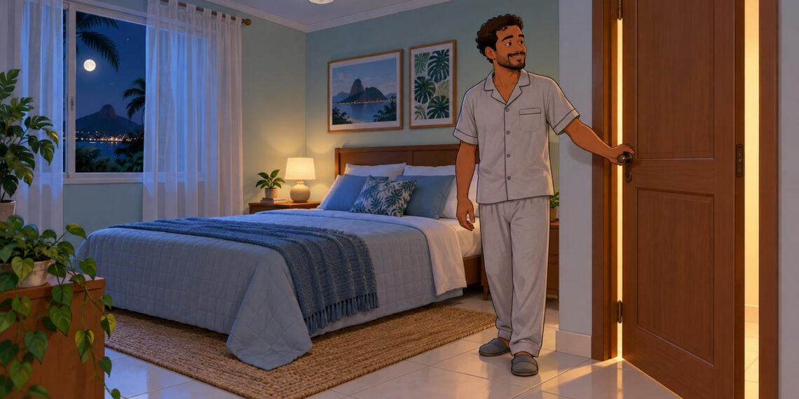 Fechar a porta do quarto antes de dormir ajuda a conter fumaça, calor e ruído durante a noite.