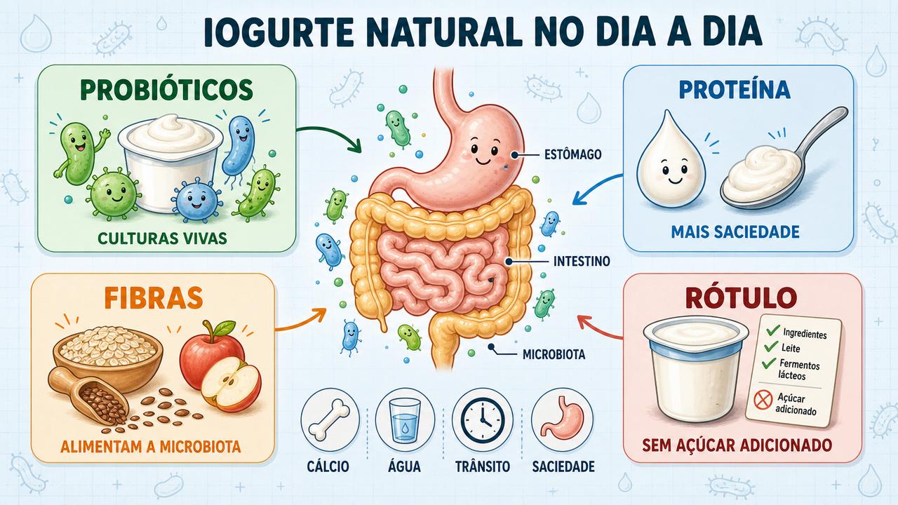 Probióticos, proteína, fibras e leitura do rótulo: os pilares para aproveitar o iogurte natural.