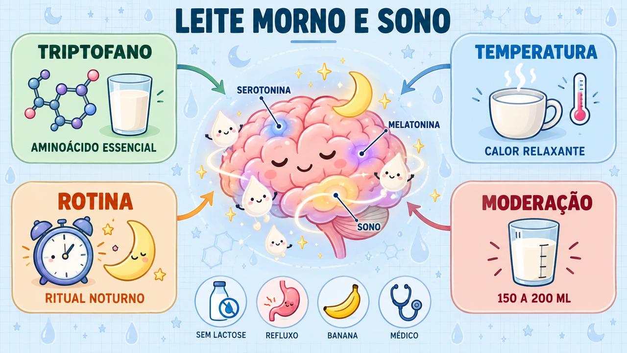 Triptofano, temperatura, rotina e moderação: os quatro pilares do leite morno para dormir melhor.