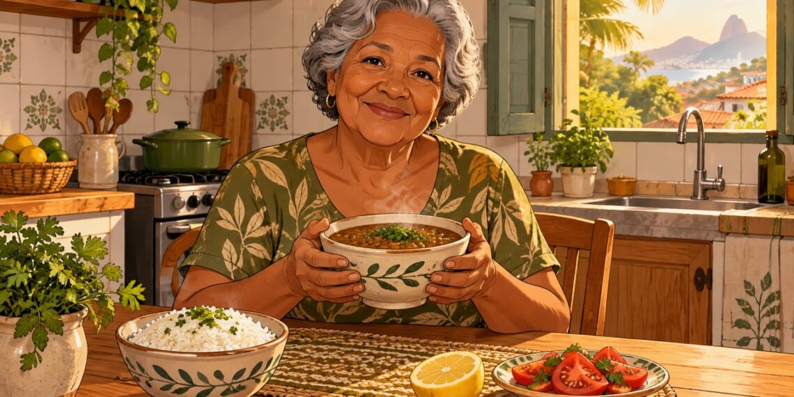 Sopa de lentilha com arroz e limão reúne proteína, ferro e fibras no prato depois dos 60.