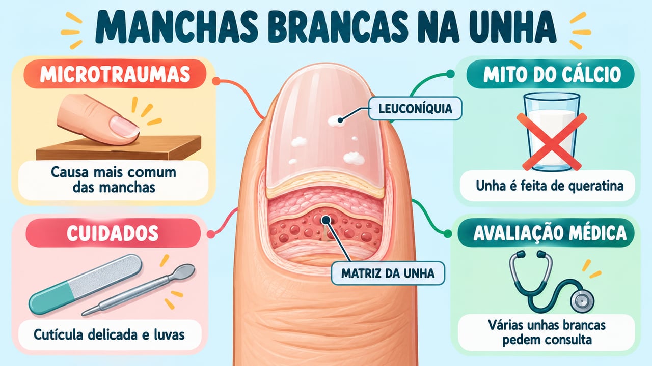 Microtraumas, mito do cálcio, cuidados com a cutícula e sinais de alerta explicam a leuconíquia.