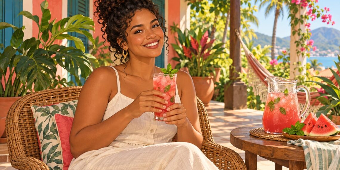 Melancia batida com hortelã hidrata, refresca e dispensa açúcar nas tardes de calor intenso.