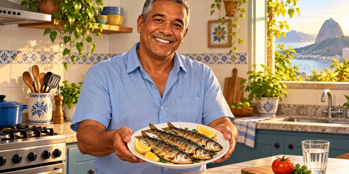 Sardinha assada, acessível e rica em vitamina D, ômega-3 e cálcio para o prato do dia a dia.