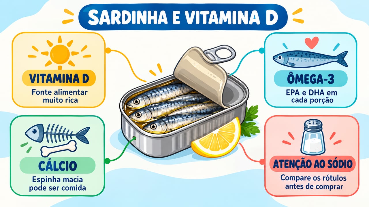 Vitamina D, ômega-3, cálcio e atenção ao sódio resumem os pontos da sardinha.