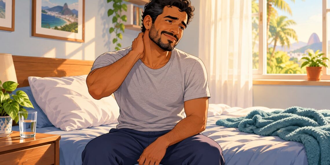 Acordar com o pescoço travado é comum, e a postura durante o sono influencia a recuperação.