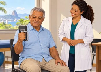 Teste com dinamômetro mede em segundos a força de preensão, um indicador da saúde geral e da longevidade.