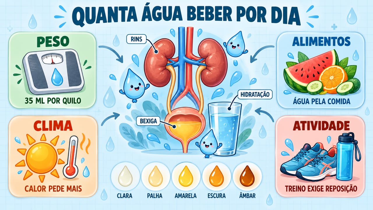 Peso, alimentos, clima e atividade física definem a hidratação ideal, e a cor da urina ajuda a conferir.