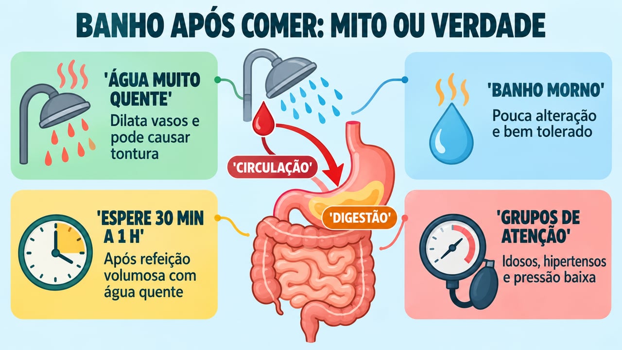 Temperatura da água, tempo de espera e grupos de atenção explicam o efeito do banho na digestão.