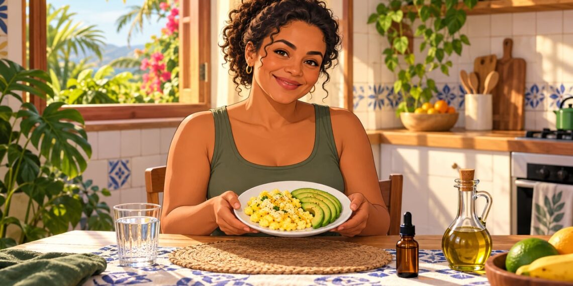 Café da manhã com ovos e abacate ajuda o corpo a absorver melhor a vitamina D.